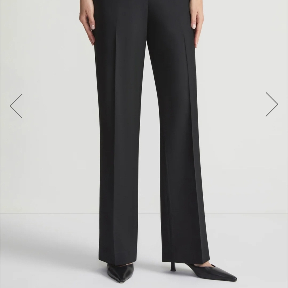 Lafayette 148 New York Black Italian Wool Stretch Wide Leg Pants